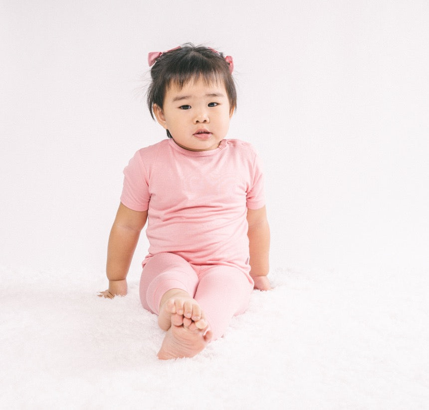 Shorts sleeves Pajama set - Pink Salmon