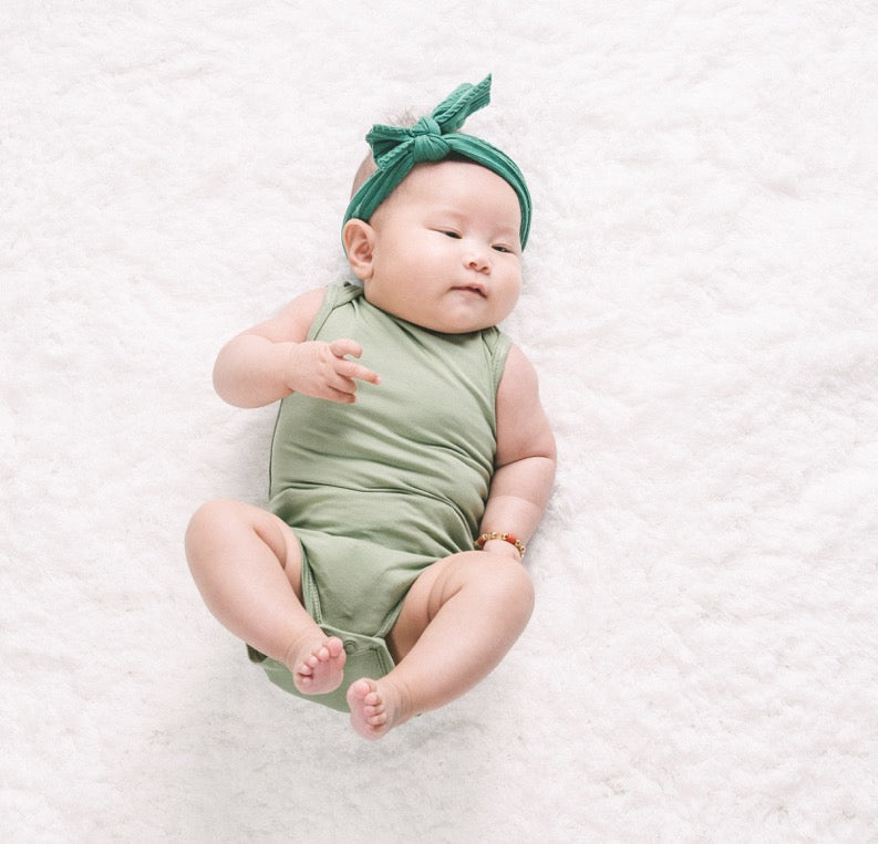 Sleeveless Onesie - Green Bamboo