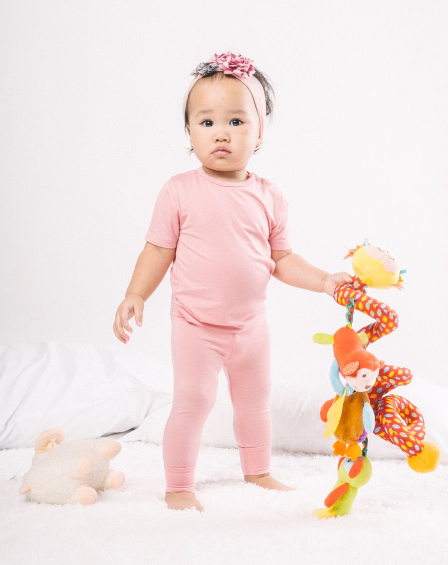 Shorts sleeves Pajama set - Pink Salmon