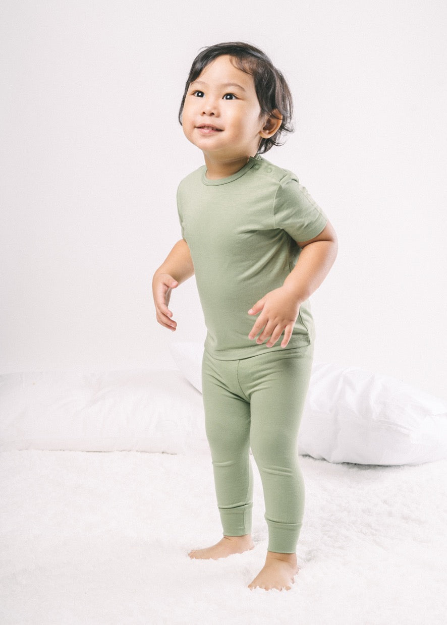 Shorts sleeves Pajama set - Green Bamboo