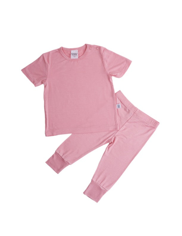 Shorts sleeves Pajama set - Pink Salmon – Bambaby